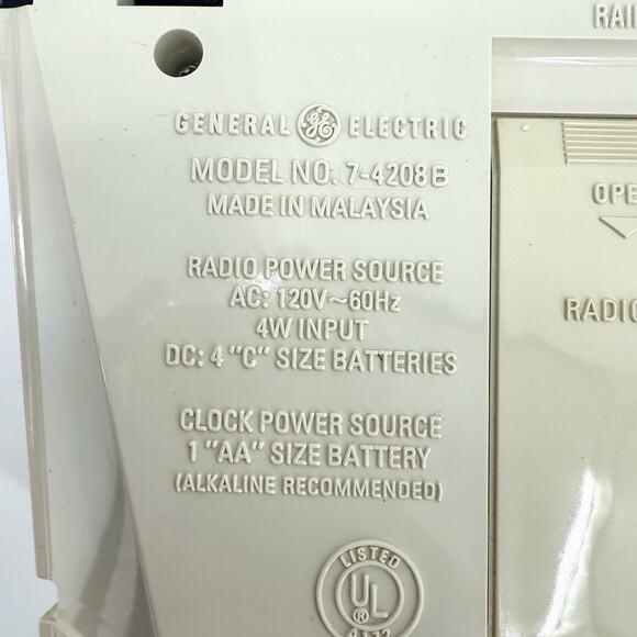 Vintage GE Kitchen Campaign AM/FM Radio With Digital Clock 7-4208B Tested - Picture 11 of 15